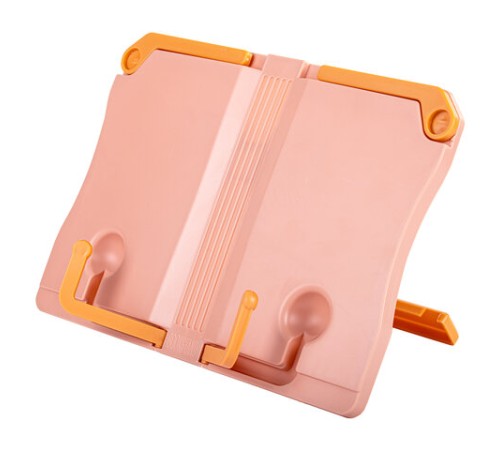 Подставка для книг и учебников ЮНЛАНДИЯ, регулируемый наклон, ABS-пластик, розовая, 237906