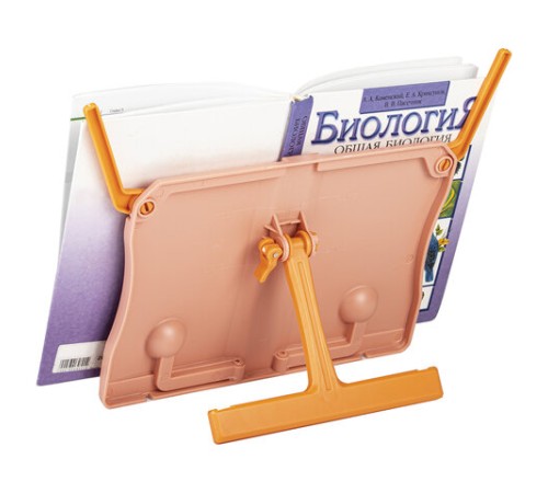 Подставка для книг и учебников ЮНЛАНДИЯ, регулируемый наклон, ABS-пластик, розовая, 237906