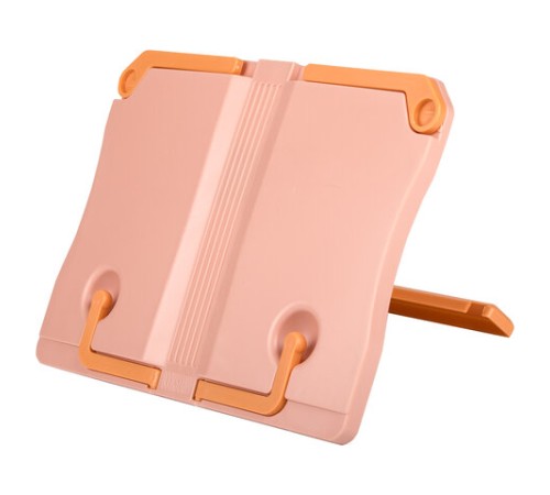 Подставка для книг и учебников ЮНЛАНДИЯ, регулируемый наклон, ABS-пластик, розовая, 237906