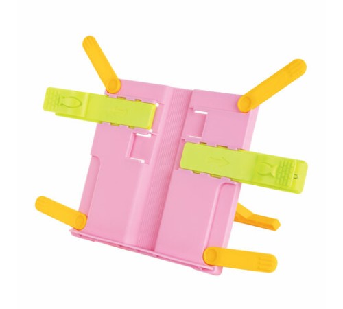 Подставка для книг ЮНЛАНДИЯ, с боковыми зажимами, регулируемый наклон, пластик, розовая, 237907