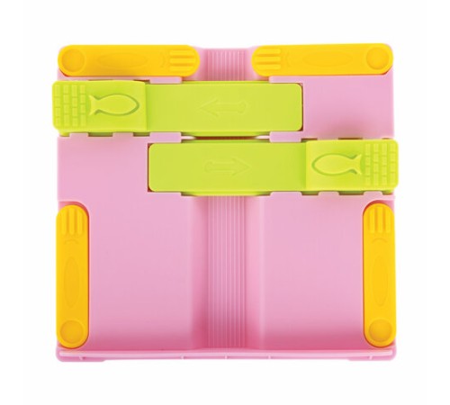 Подставка для книг ЮНЛАНДИЯ, с боковыми зажимами, регулируемый наклон, пластик, розовая, 237907