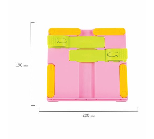 Подставка для книг ЮНЛАНДИЯ, с боковыми зажимами, регулируемый наклон, пластик, розовая, 237907