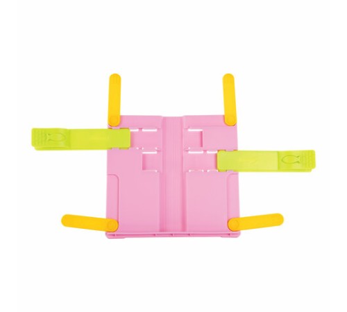 Подставка для книг ЮНЛАНДИЯ, с боковыми зажимами, регулируемый наклон, пластик, розовая, 237907