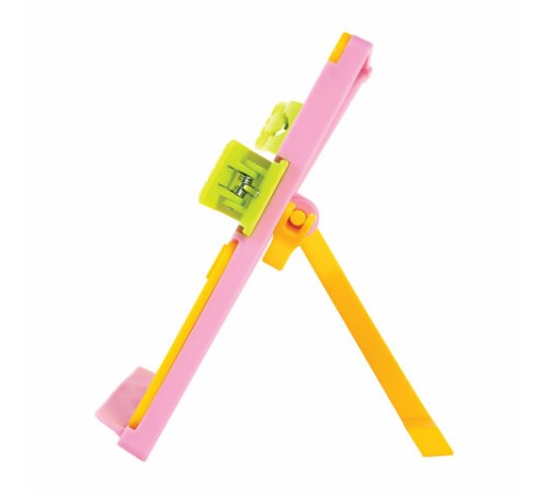 Подставка для книг ЮНЛАНДИЯ, с боковыми зажимами, регулируемый наклон, пластик, розовая, 237907