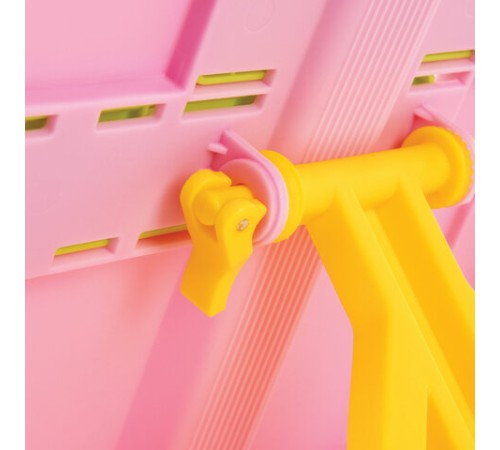 Подставка для книг ЮНЛАНДИЯ, с боковыми зажимами, регулируемый наклон, пластик, розовая, 237907