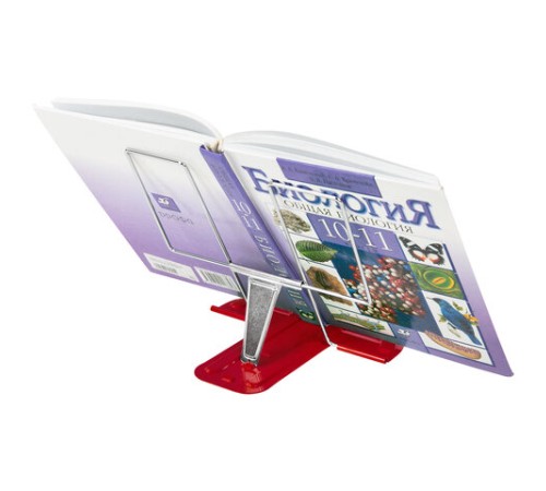 Подставка для книг и учебников BRAUBERG LINE, металлическая, красная, европодвес, 237965