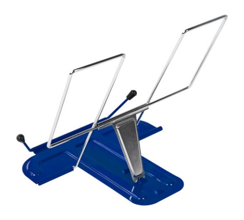 Подставка для книг и учебников BRAUBERG LINE, металлическая, синяя, европодвес, 237966