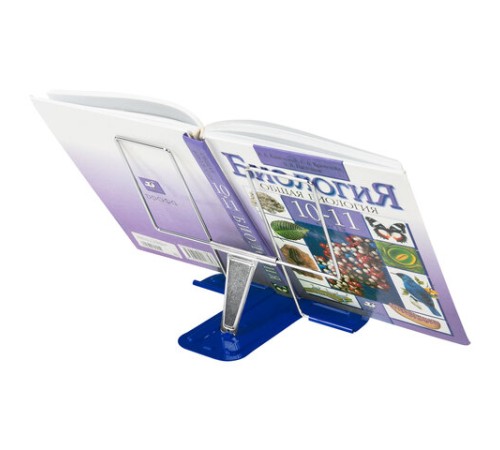 Подставка для книг и учебников BRAUBERG LINE, металлическая, синяя, европодвес, 237966