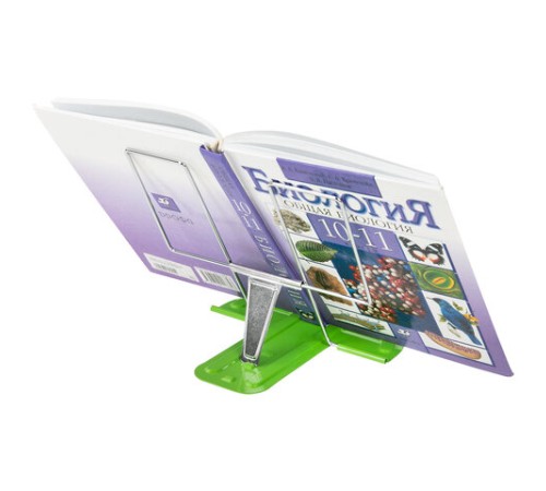 Подставка для книг и учебников BRAUBERG LINE, металлическая, зеленая, европодвес, 237967