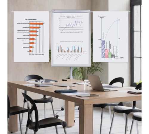 Доска-флипчарт с дополнительными держателями для бумаги, магнитно-маркерная, 70х100 см, пятилучие, STAFF, 238005