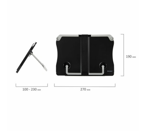 Подставка для книг и учебников BRAUBERG Black, регулируемый наклон, ABS-пластик, 238062