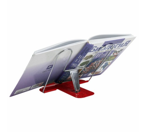 Подставка для книг и учебников BRAUBERG LINE+, металлическая, красная, европодвес, 238070