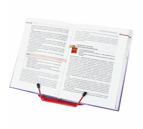 Подставка для книг и учебников BRAUBERG LINE+, металлическая, красная, европодвес, 238070