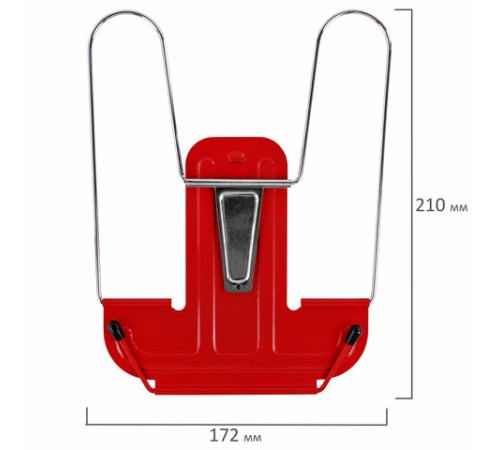 Подставка для книг и учебников BRAUBERG LINE+, металлическая, красная, европодвес, 238070