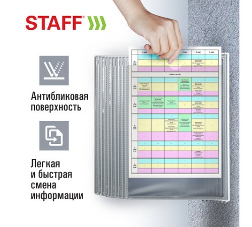 Демосистема настенная на 10 панелей, с 10 серыми панелями А4, STAFF 