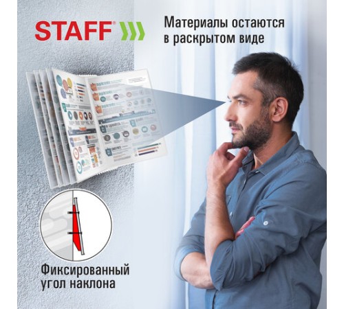 Демосистема настенная на 10 панелей, с 10 белыми панелями А4, STAFF 