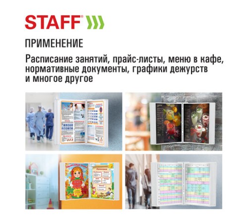 Демосистема настенная на 10 панелей, с 10 белыми панелями А4, STAFF 