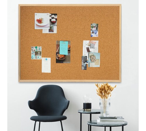 Доска пробковая для объявлений 100х150 см, деревянная рамка, ГАРАНТИЯ 10 ЛЕТ, РОССИЯ, BRAUBERG, 238180