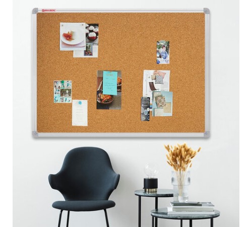 Доска пробковая для объявлений 100х150 см, алюминиевая рамка, ГАРАНТИЯ 10 ЛЕТ, РОССИЯ, BRAUBERG, 238181