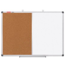 Доска комбинированная: магнитно-маркерная, пробковая для объявлений 60х90 см, BRAUBERG Extra, 238183