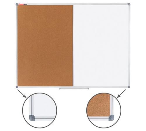 Доска комбинированная: магнитно-маркерная, пробковая для объявлений 90х120 см, BRAUBERG Extra, 238184