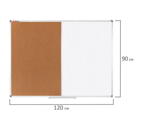 Доска комбинированная: магнитно-маркерная, пробковая для объявлений 90х120 см, BRAUBERG Extra, 238184