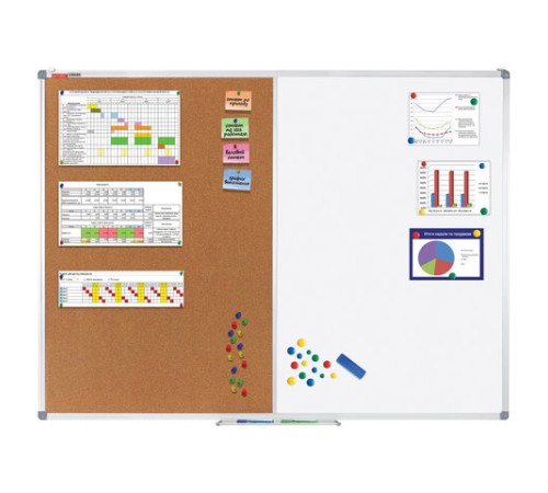 Доска комбинированная: магнитно-маркерная, пробковая для объявлений 90х120 см, BRAUBERG Extra, 238184