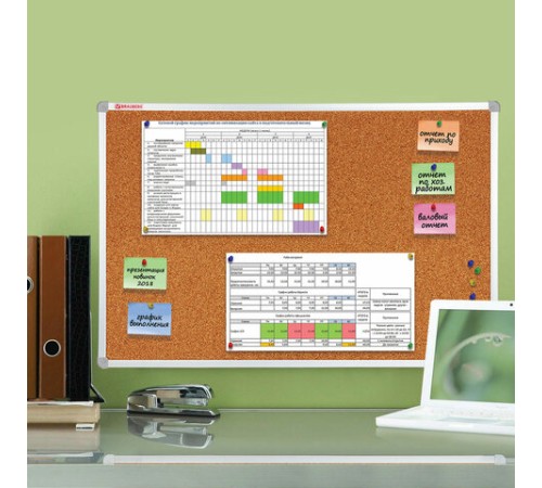 Доска пробковая 70х50 см, алюминиевая рамка, ГАРАНТИЯ 10 ЛЕТ, РОССИЯ, BRAUBERG, 238187