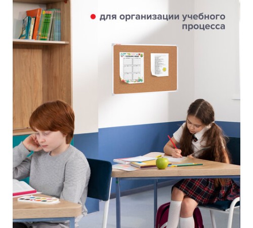 Доска пробковая 70х50 см, ПВХ-рамка, ГАРАНТИЯ 10 ЛЕТ, РОССИЯ, BRAUBERG, 238188