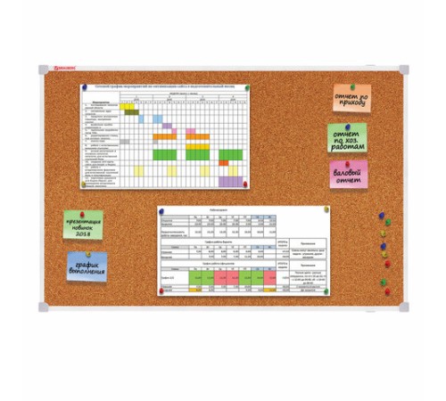 Доска пробковая 70х50 см, ПВХ-рамка, ГАРАНТИЯ 10 ЛЕТ, РОССИЯ, BRAUBERG, 238188