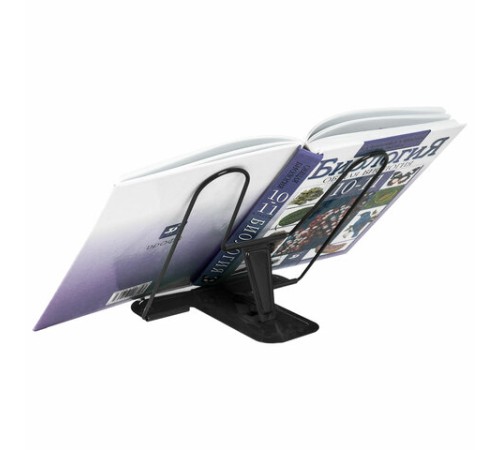 Подставка для книг и учебников BRAUBERG LINE+, металлическая, черная, европодвес, 238214