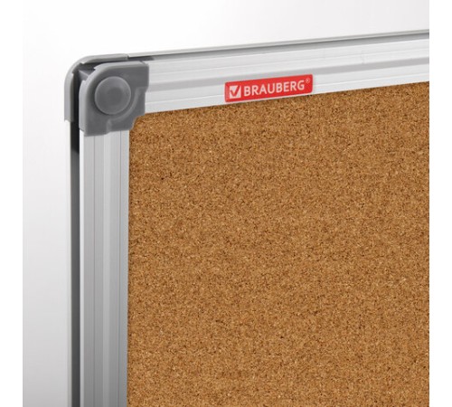 Доска пробковая для объявлений 60х90 см, алюминиевая рамка, BRAUBERG Extra, 238308