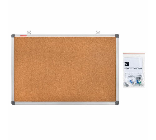 Доска пробковая для объявлений 60х90 см, алюминиевая рамка, BRAUBERG Extra, 238308
