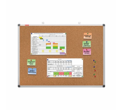 Доска пробковая для объявлений 90х120 см, алюминиевая рамка, BRAUBERG Extra, 238309
