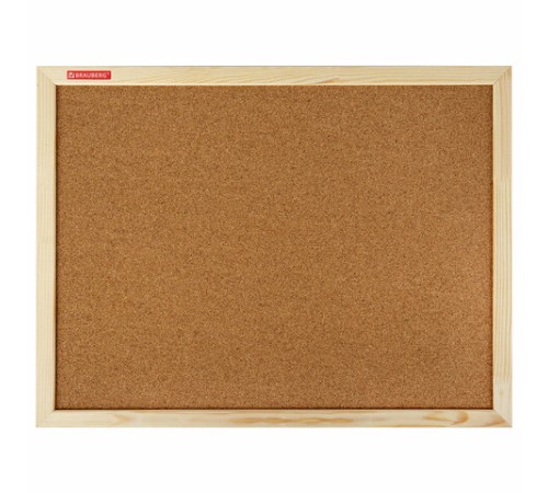 Доска пробковая для объявлений 45х60 см, деревянная рамка, BRAUBERG Wood, 238310