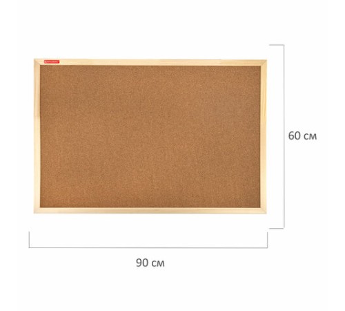 Доска пробковая для объявлений 60х90 см, деревянная рамка, BRAUBERG Wood, 238311