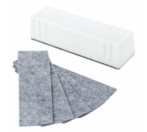 Стиратель магнитный для доски (45х145 мм) + 5 сменных салфеток, BRAUBERG 