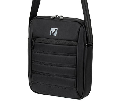 Сумка на плечо BRAUBERG COMPACT с отделением для планшета 9,7'', 2 кармана, черная, 26,5x22x5,5 см, 240500