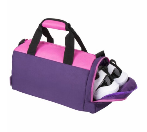 Сумка для занятий спортивная ЮНЛАНДИЯ с отделением для обуви, 40х22х20 см, фиолетовый/розовый, 270094