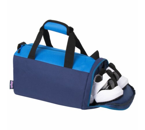 Сумка для занятий спортивная ЮНЛАНДИЯ с отделением для обуви, 40х22х20 см, синий/голубой, 270096