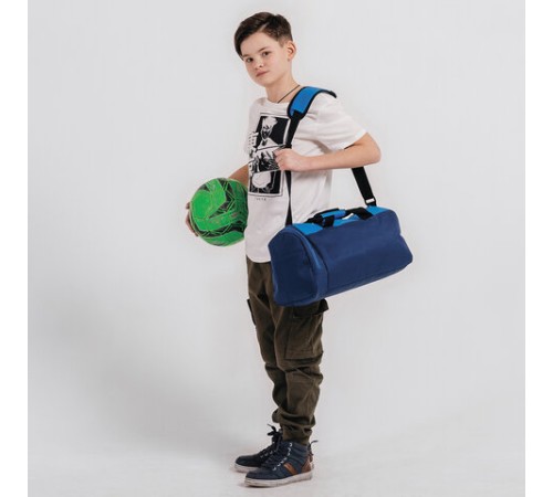 Сумка для занятий спортивная ЮНЛАНДИЯ с отделением для обуви, 40х22х20 см, синий/голубой, 270096