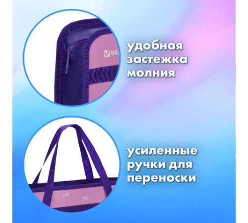 Папка на молнии с ручками BRAUBERG А4, 1 отделение, пластик, 80 мм, 