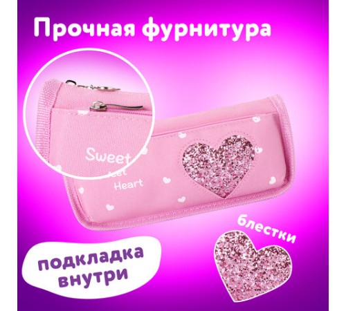 Пенал мягкий ЮНЛАНДИЯ, 2 отделения, полиэстер, 