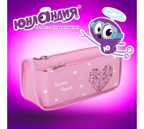 Пенал мягкий ЮНЛАНДИЯ, 2 отделения, полиэстер, 