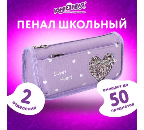 Пенал мягкий ЮНЛАНДИЯ, 2 отделения, полиэстер, 