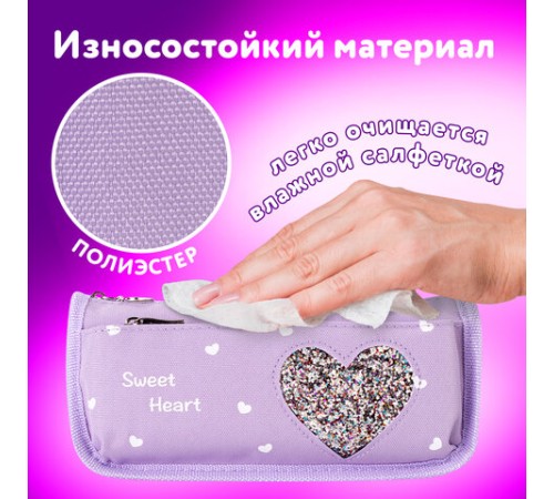 Пенал мягкий ЮНЛАНДИЯ, 2 отделения, полиэстер, 