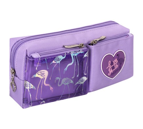 Пенал-косметичка ЮНЛАНДИЯ, 1 отделение, 2 кармана, полиэстер, 