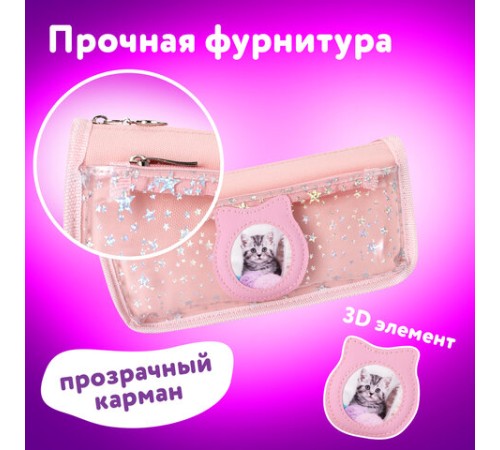 Пенал мягкий ЮНЛАНДИЯ, 2 отделения, полиэстер, 