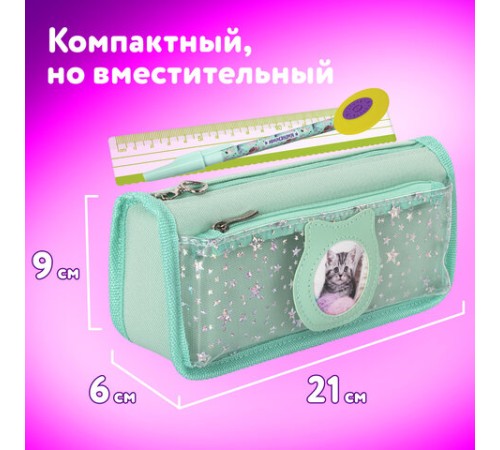 Пенал мягкий ЮНЛАНДИЯ, 2 отделения, полиэстер, 