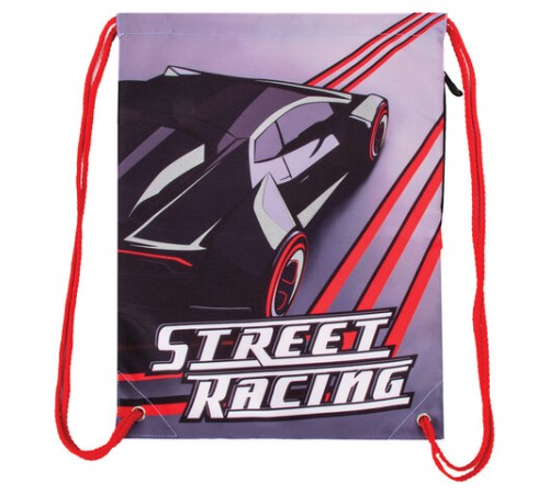 Мешок для обуви BRAUBERG PREMIUM, карман, подкладка, светоотражающие элементы, 43х33 см, Street racing, 270284